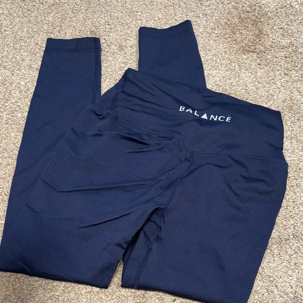 Balance Ribbed Navy Leggings